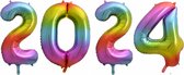 Folieballon 2024 regenboog 86cm | Oud & Nieuw Versiering | Nieuwjaar ballonnen