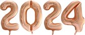 Folieballon 2024 rosé goud 66cm | Oud & Nieuw Versiering | Nieuwjaar ballonnen