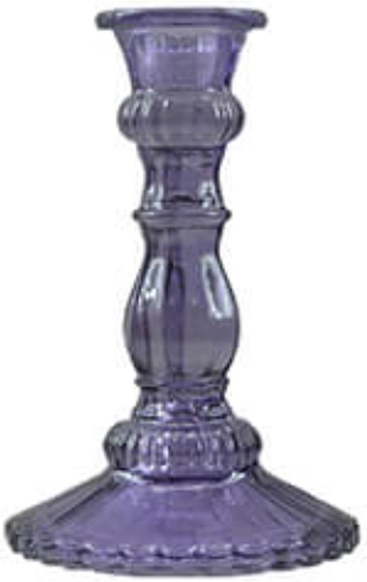 Kandelaars en kaarsenhouders - glazen kandelaar - kleurrijke kandelaar - paars - by Mooss - Hoog 17cm