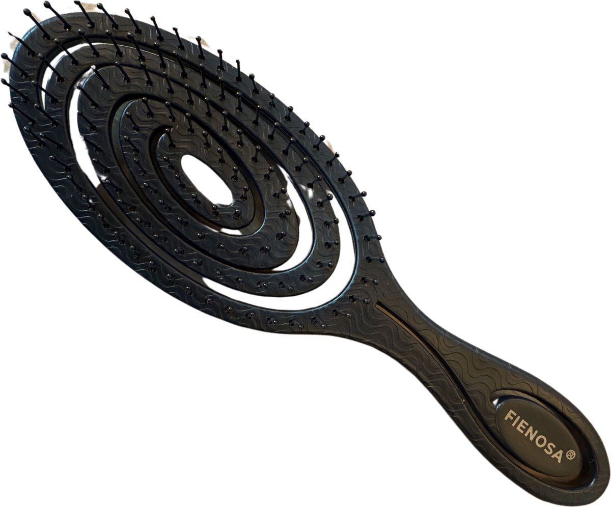 Fienosa Haarborstel Rond - Borstel - Extensions - Detangler Brush - Krullen Kam - Ronde Haarborstel - Zwart - Anti Klit Haarborstel