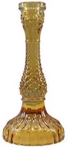 Kandelaars en kaarsenhouders - glazen kandelaar - kleurrijke kandelaar - licht amber - by Mooss - Hoog 21cm