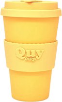 Quy Cup 400ml Ecologische reisbeker - "Citroen" - Gerecycleerde flessen met gele siliconen deksel 9x9xH15cm