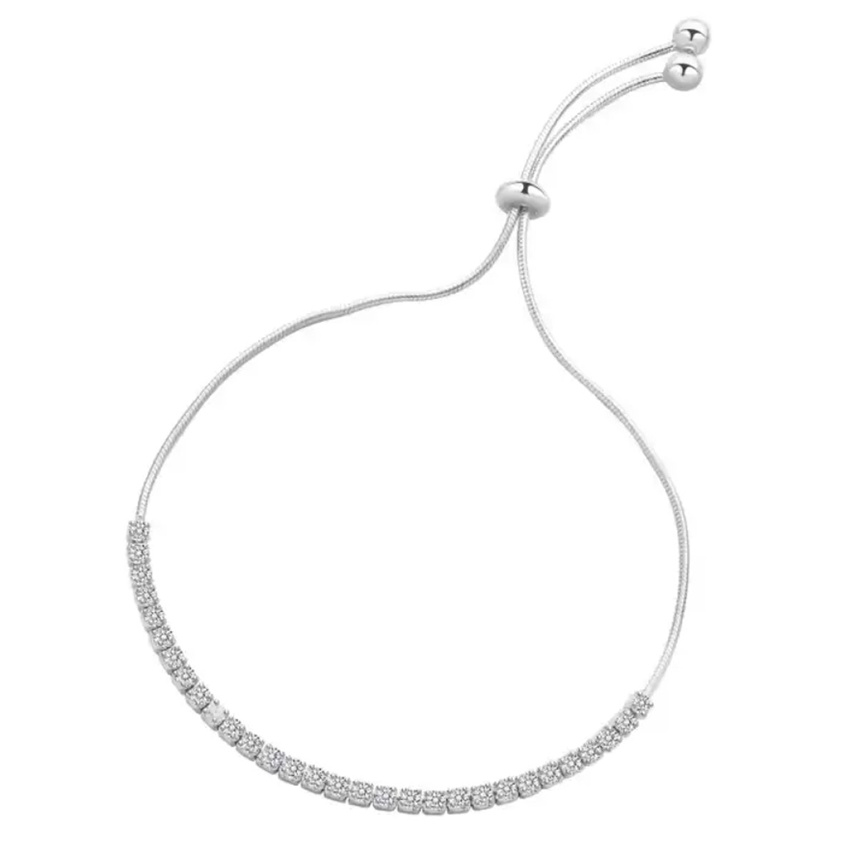 ASTRADAVI S925 Sterling Zilveren Armband - Prachtig Tennisarmband met Zirkonia - Verstelbare Maat met een Kraal - Zilver
