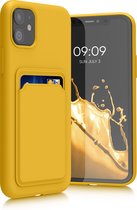 kwmobile telefoonhoesje geschikt voor Apple iPhone 11 - Hoesje met pasjeshouder - TPU case in stralend geel