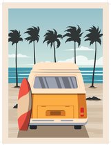 Schilderen op Nummer Set - Malibu Surfs-Up Camperbusje - incl. Verf & Penselen - 30x40cm