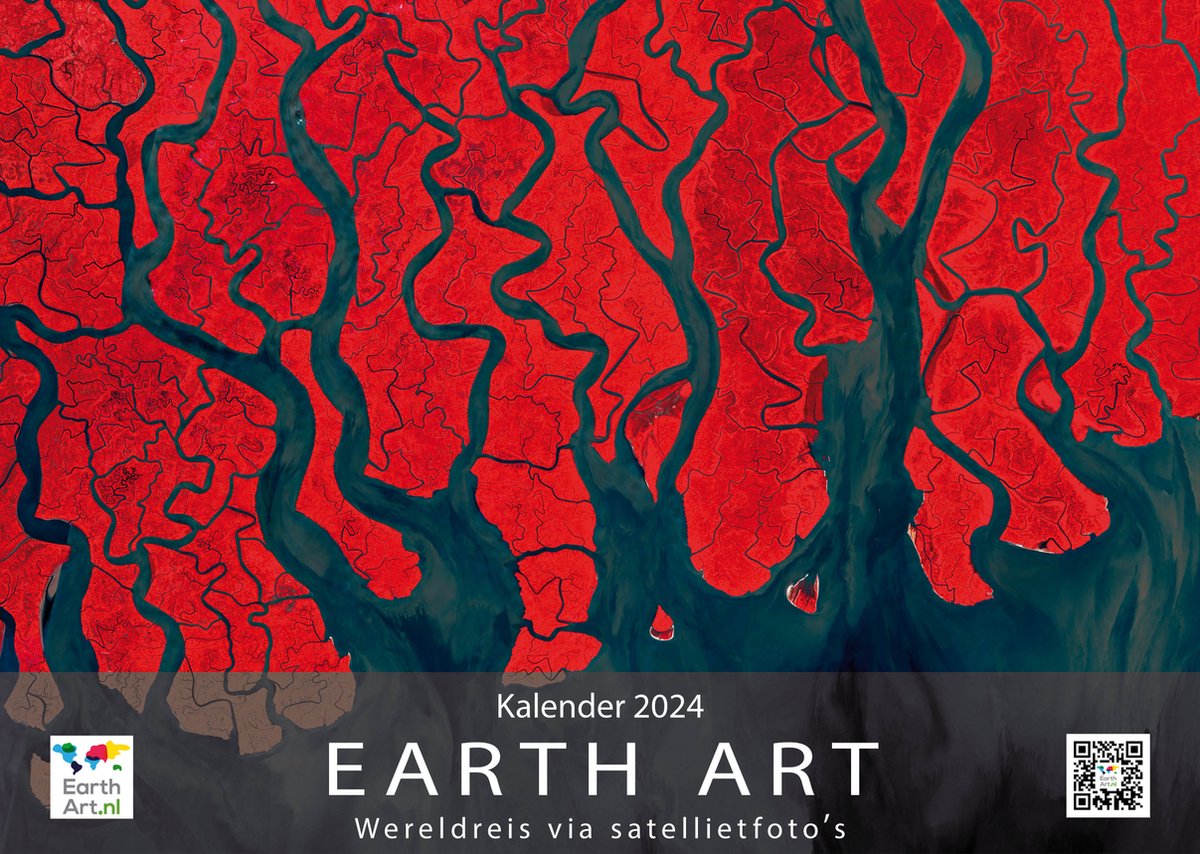 Earth Art kalender 2024 - Grote fotokalender met satellietfoto's - liggend A3 formaat - extra grote foto's