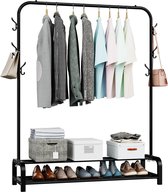 Kleding Rail, Kleding Rails voor Slaapkamer, Heavy Duty Kleding Rack, Vrijstaande Kleding Hangrail, Minimalistisch Ontwerp Kleding Rekken voor Hangende Kleding, Draagbare Kleding Rail Zwart