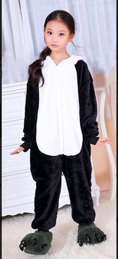 KIMU Onesie Kung Fu Panda Pakje - Maat 86-92 - Pandapak Kostuum Zwart Wit Beer Pak - Peuter Boxpakje Jumpsuit Pyjama Huispak Jongen Meisje Festival
