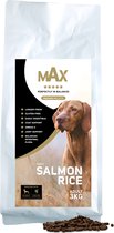 Max Adult Saumon & Riz - Nourriture pour chiens - Croquettes - Nourriture pressée pour chiens - Sans gluten - Avec Dog Mobility & Dog Parex - 3 kg