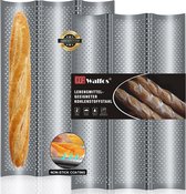 2 stuks baguette-bakvorm, geperforeerde Franse broodpan met antiaanbaklaag, blik voor 3 golven, broodvorm, baguette-vorm, bakvorm