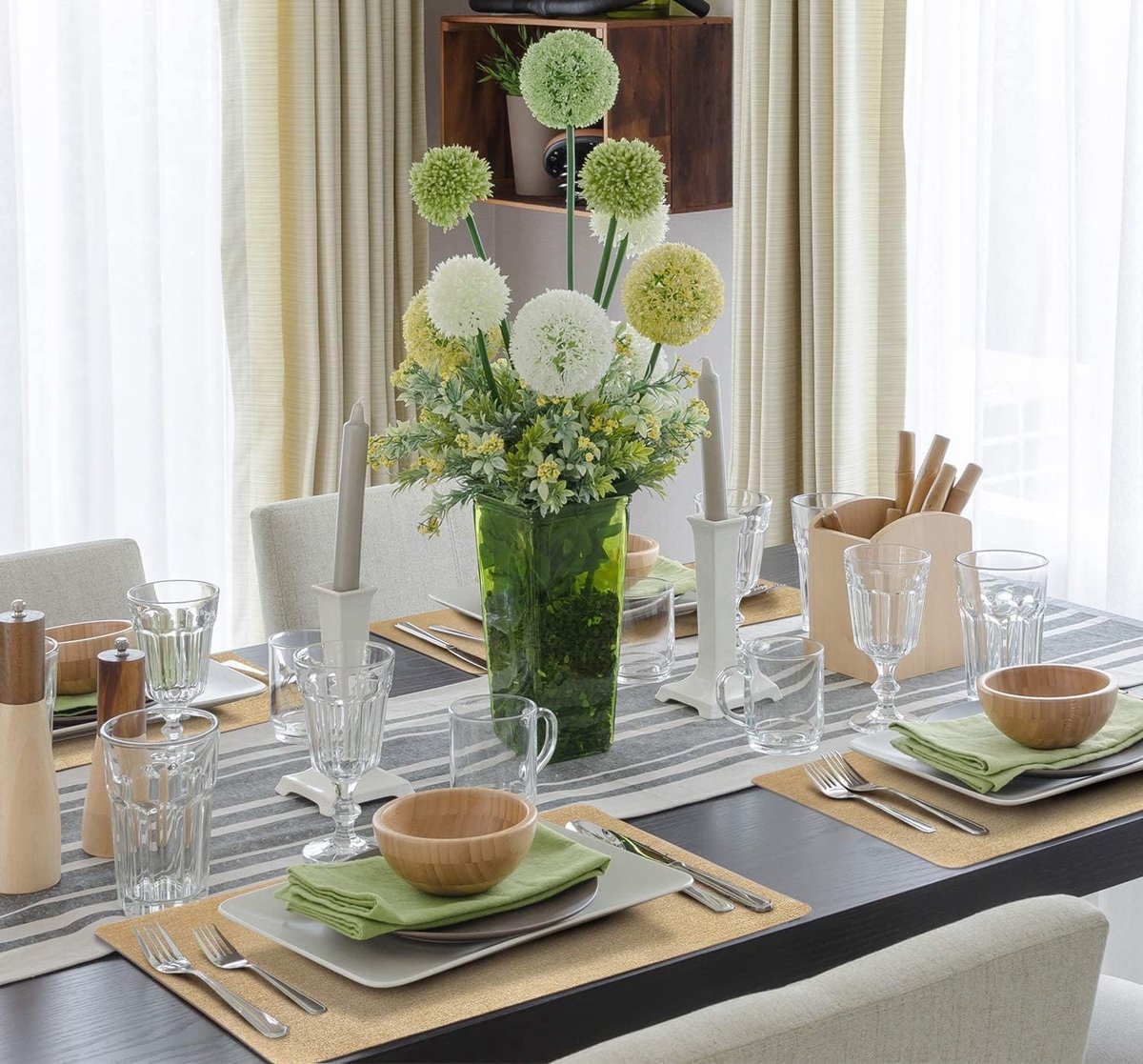 Lot De 6 Sets De Table Rectangulaires 45x30 Cm Tournesol Doré - PVC Vinyle Lavable Antidérapant