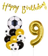 Cijfer Ballon 9 | Snoes Champions Voetbal Plus - Ballonnen Pakket | Goud en Zwart