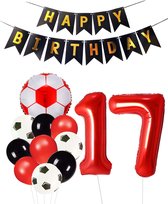 Cijfer Ballon 17 | Snoes Champions Voetbal Plus - Ballonnen Pakket | Rood en Zwart