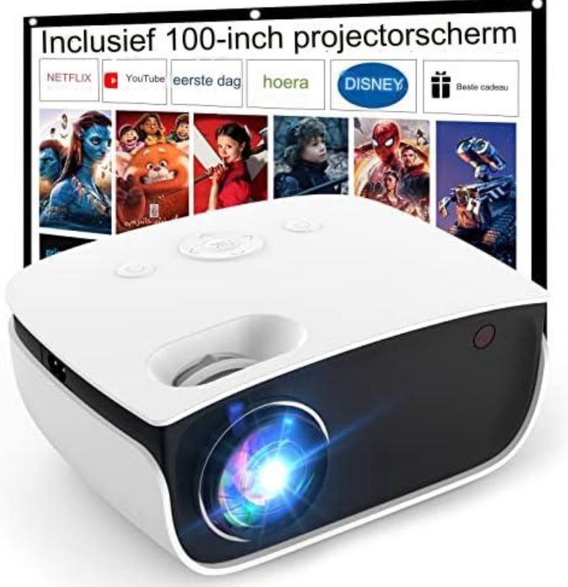 Mini beamer - Mini projector - Mini beamer smartphone - Wit|Zwart