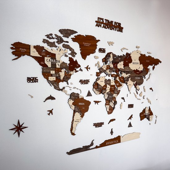 COLORFULL WORLDS - Wanddecoratie - Wereldkaart - Wereldkaart Prikbord - Wereldkaart Wanddecoratie - Houten Wereldkaart - Wereldkaart Hout - Muurdecoratie - Cadeau - Verjaardag Cadeau - Housewarming Cadeau - Mix - 2XL - 250X135 CM