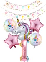 * Snoes * Numéro 1 Ballon Unicorn Plus Pack * Licorne Rose Clair * Guirlande DIY * Set de 7 * Ballons plus gros et guirlande DIY * Unicorn Lumière 1 * Premier Anniversaire * Hooray 1 An * Anniversaire * Ballon Numéro 1