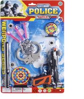 Politie set-speelgoed-plastic pistool-plastic knuppel-plastic handboeien-3 pijltjes-plastic horloge-verrekijker
