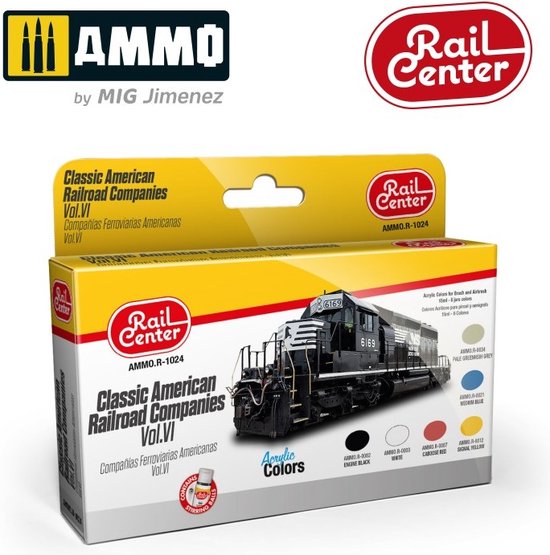 AMMO MIG Hobbyverf Acrylverf - MIG R1024 Rail Center - American Railroad Companies Vol. VI - Acryl Set Verf set - 6 x 17 ml