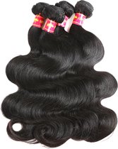 Frazimashop- Braziliaanse Remy weave - 24 inch natuurlijke donker bruine golf extensions hair- 1 stuks menselijke haren bundels