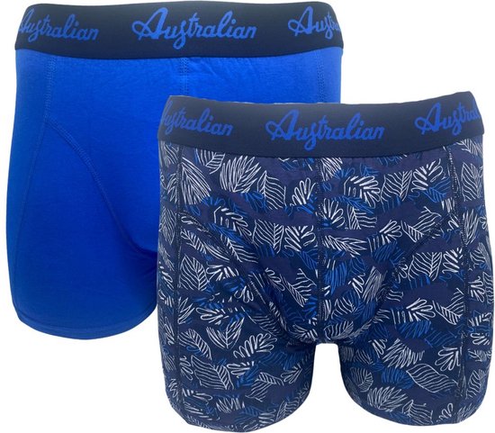 2 stuks Australian Boxershort - Katoen - Blauw/ Print Maat M