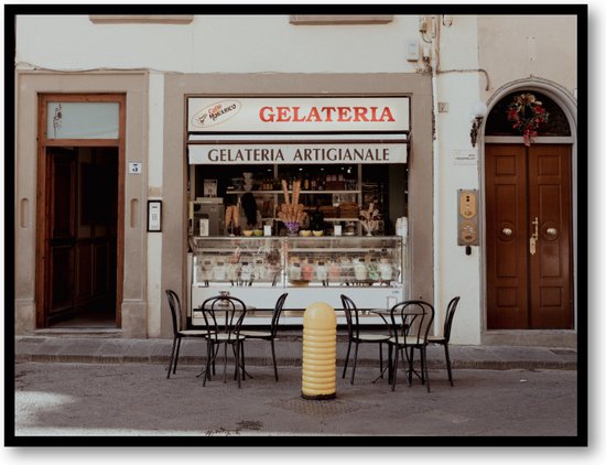 Proef de Traditie: Italiaanse Gelateria - Italiaanse IJspauze - Fotoposter 40x30 met Lijst