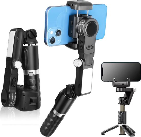 Smartphone Gimbal Stabilizer met Bluetooth - Draagbare Anti-Shaking Gimbal - Compatibel met Diverse Smartphones - Professionele Videografie en Handsfree Bediening