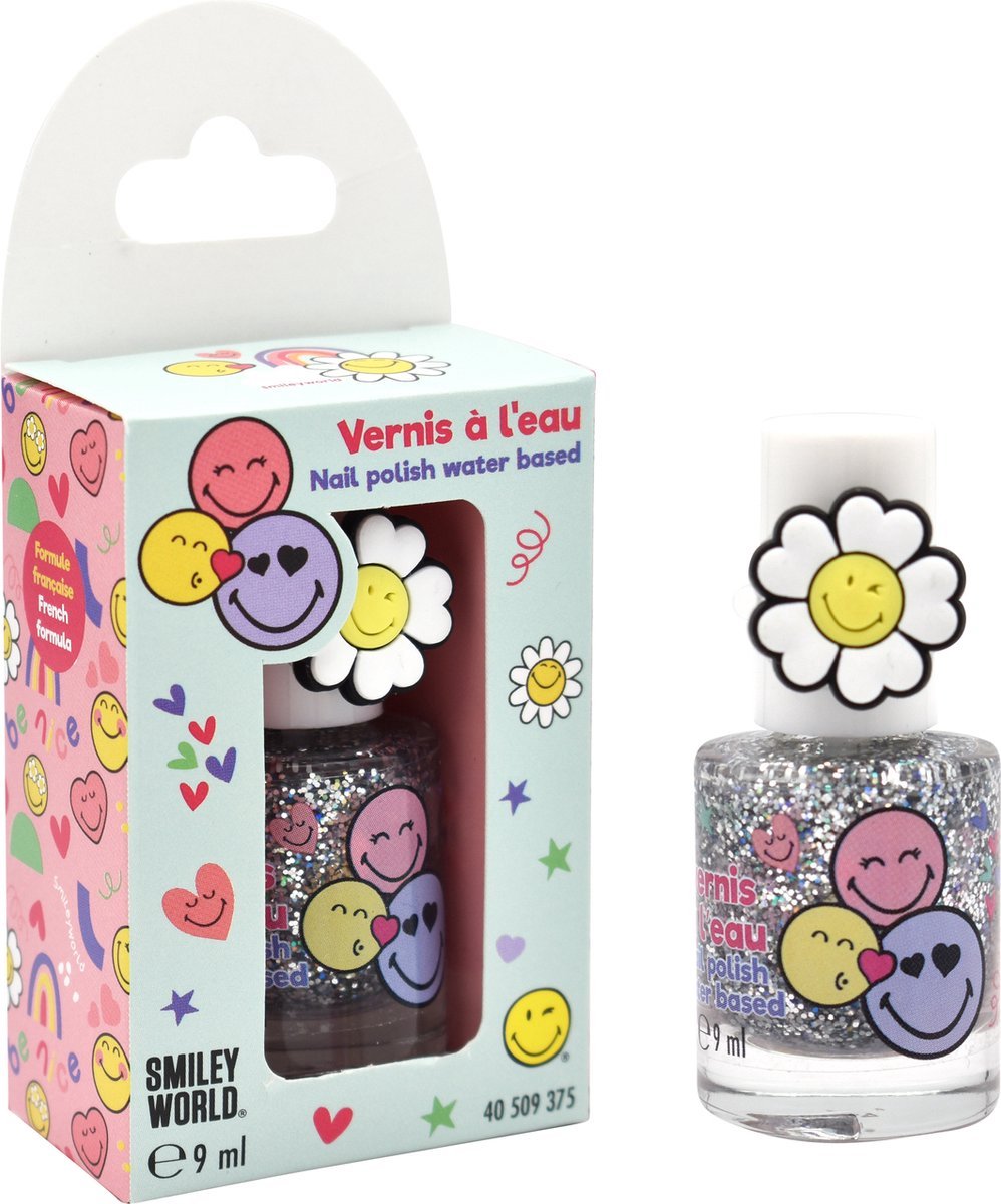 Goedkoopste Smiley Nagellak met glitters- Afwasbaar - Waterbasis - 9ml