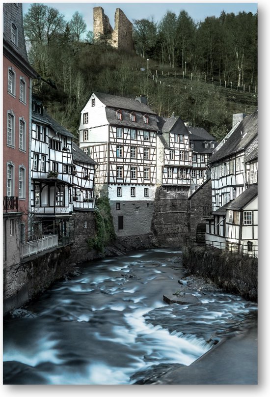 Monschau's Tijdloze Rivier - Foto op Plexiglas 60x90