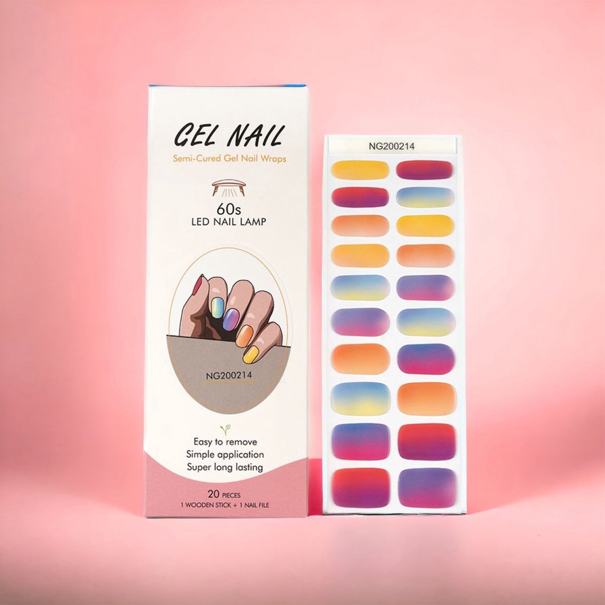 NailGlow - Gel Nagel Wraps - Rainbow - Gel Nagel Stickers - Nail Wraps - Bij elke 2 pakjes die je besteld ontvang je een gratis Nagelriemolie pen t.w.v €7,85! - Gel Nail Wraps - Gel Nail Stickers - Nail Art - Nail Foil