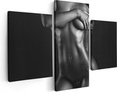 Artaza Canvas Schilderij Drieluik Naakte Vrouwen Lichaam - Erotiek - Zwart Wit - 180x120 - Groot - Foto Op Canvas - Canvas Print