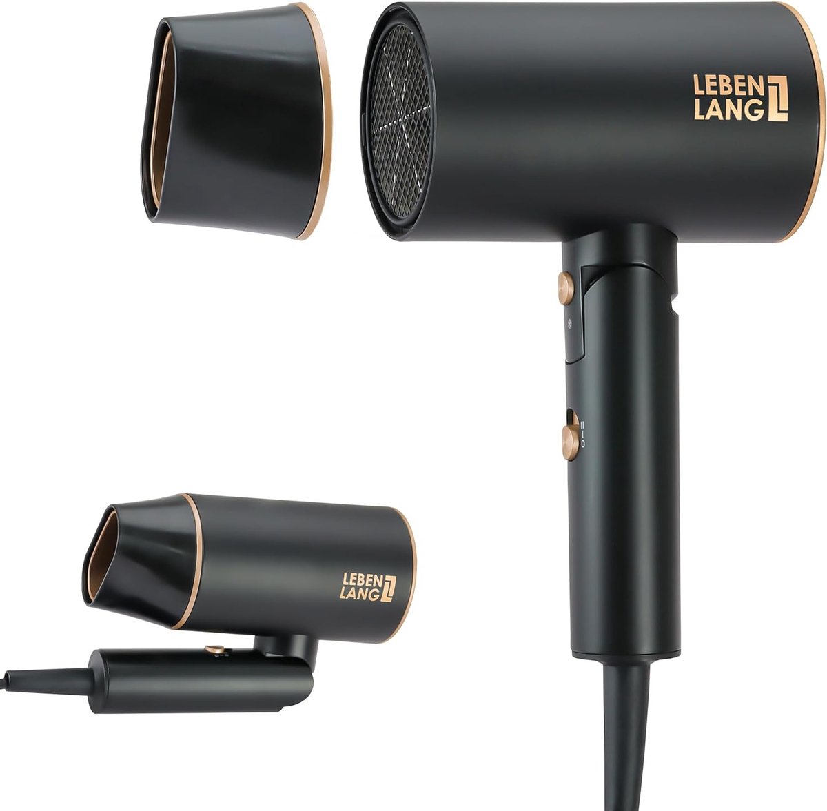 Ion haardroger 2100 W – anti-spliss met koude luchtmodus reishaardroger opvouwbaar klein ionenhaardroger – reishaardroger accessoires (zwart)