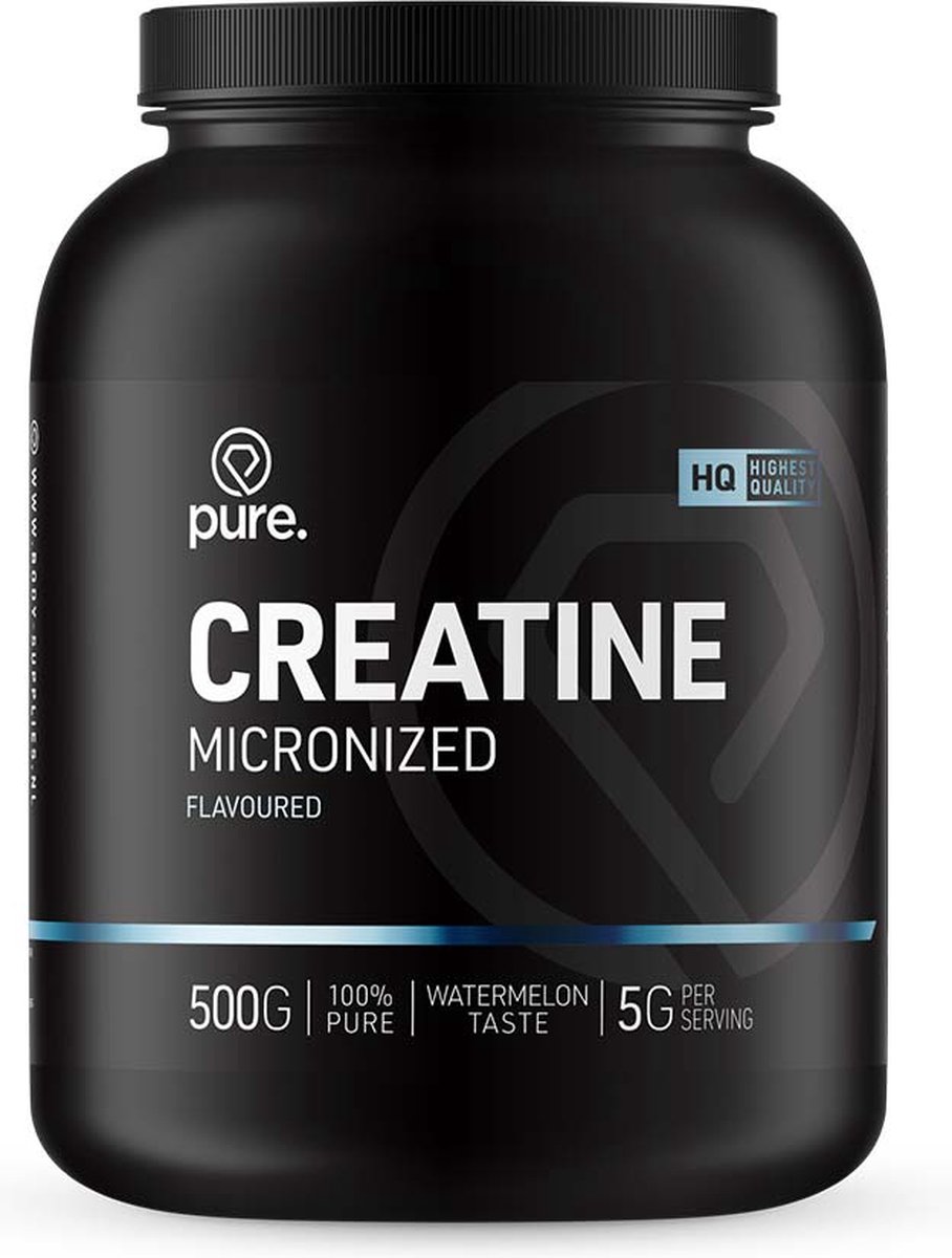 Goedkoopste Pure. Creatine Monohydraat - Watermeloen - 500gr - micronized poeder - creatine - spiergroei - fitness & sport