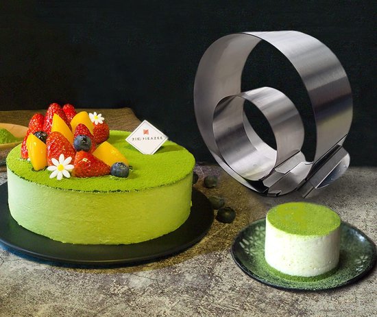 Cercle à gâteau en acier inoxydable réglable 2 pièces, ensemble de
