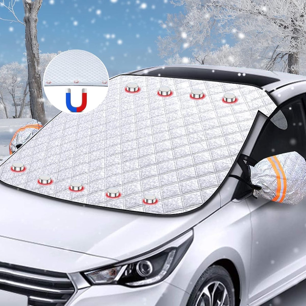 Zonwering auto voorruit, voorruitafdekking, met 9 magneten voorruitafdekking auto voorruit afdekking zonneklep winter tegen sneeuw