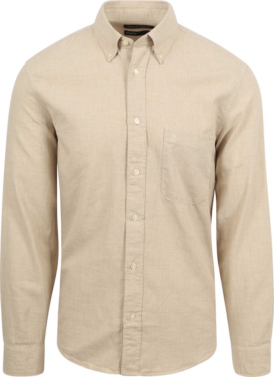 Marc O'Polo - Overhemd Twill Beige - Heren - Maat XL - Regular-fit