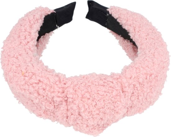 Haarband Diadeem Knoop Teddy Stof 4cm Roze Hoofband Haar Hair Accessoire