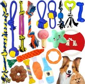 Hondenspeelgoed,18 stuks, touwbal, robuuste tanden, kauwen, duurzaam speelgoed, tandtrainingsset voor kleine en middelgrote honden, interactieve speelset, onbreekbaar, katoenen knoop, dier