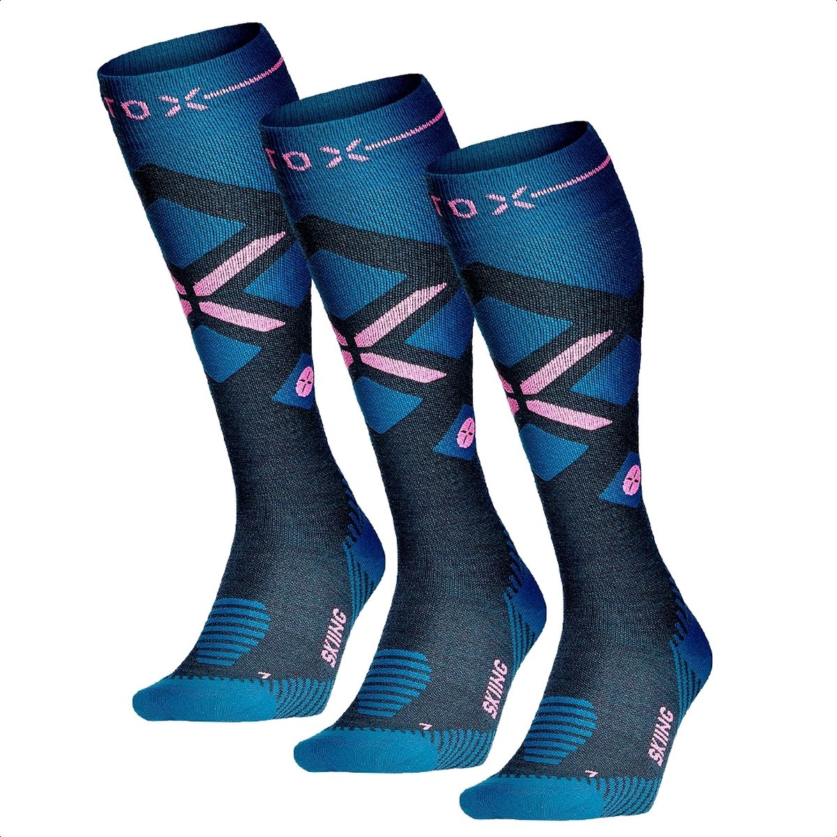 STOX Energy Socks Skisokken Dames 3 Pack Compressiekousen Merino Wol Sokken Ski & Snowboard Compressie Sokken : 40-43 Roze