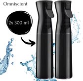 Plantenspuit - Spray bottle - Duo pack - Sprayflacon - Mist spray bottle - 300ml - Zwart | Wit | Transparant - Waterverstuiver