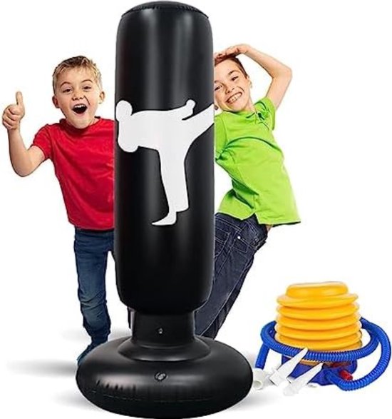 LncBoc Ponstzak voor kinderen, 120 cm boksen speelgoed, rood PVC, vol details, stabiel en veilig