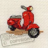 Mini Borduurpakketje ( 6 x 6 cm )  Red Scooter - Mouseloft