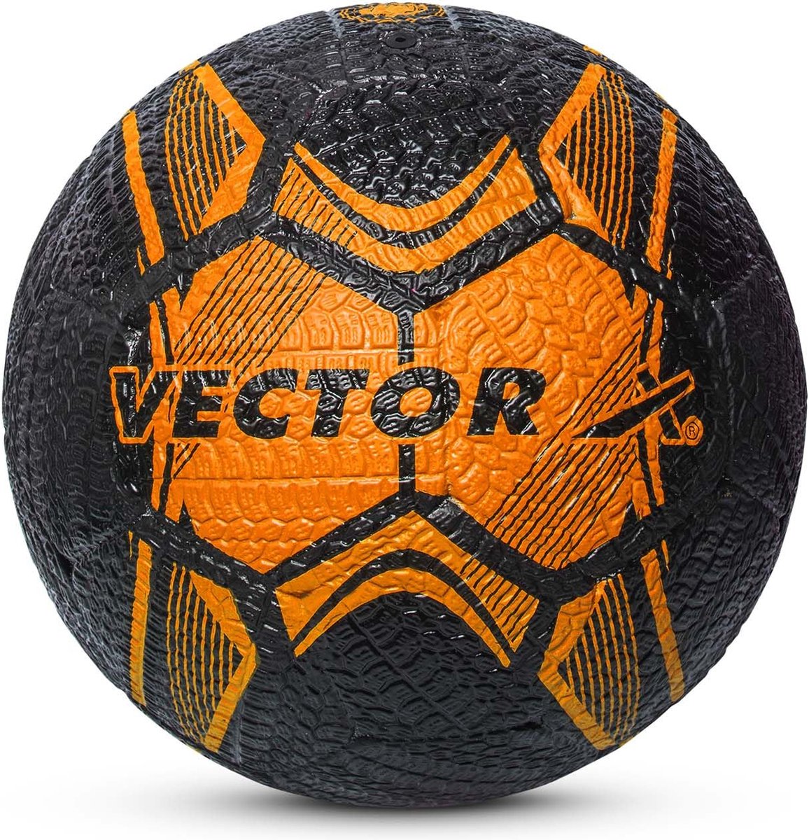 Vector X Street Soccer Moulded Voetbal (Oranje/Zwart, Maat-5) | Materiaal-Rubber | Hoge Snelheid | Geschikt voor Alle Oppervlakken | Machinaal Gestikt | Ideaal voor: Training/Wedstrijd