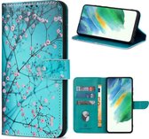 Étui Samsung Galaxy S22 - Solidenz Bookcase S22 - Étui téléphone S22 - Étui S22 avec porte-cartes - Étui de protection - Fleur de cerisier
