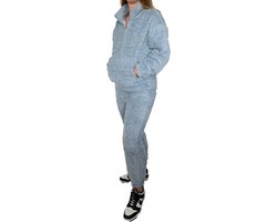 Foto: Licht blauw huispak teddy fleece maat 40 42 dames joggingpak gewatteerd fleece vest fleece broek setje voor volwassenen cadeau voor vrouw fluffy en warm