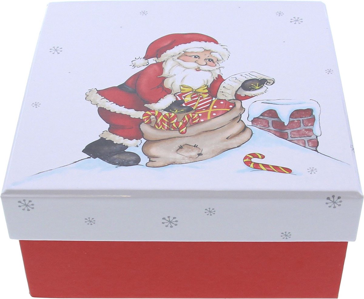 Geschenkdoos Kerstman - Gift Box - Kerstmis - 15x15x7,5cm - 2 stuks