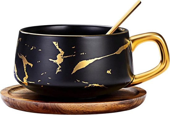 KIVY Cappuccinokopjes, set van 4 x 180 ml, handgemaakt van dikwandig