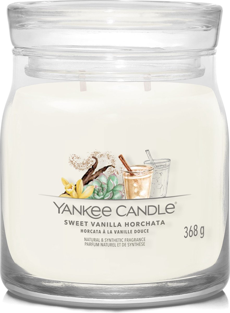 Yankee Candle Sweet Vanilla Horchata Medium Geurkaars - 50 branduren - 2 lonten Wit