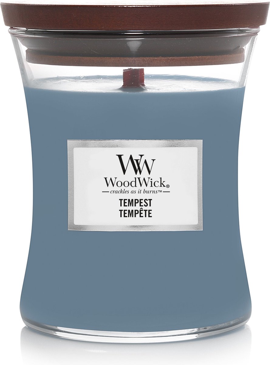 WoodWick Hourglass Medium Geurkaars - Tempest - 60 branduren Blauw