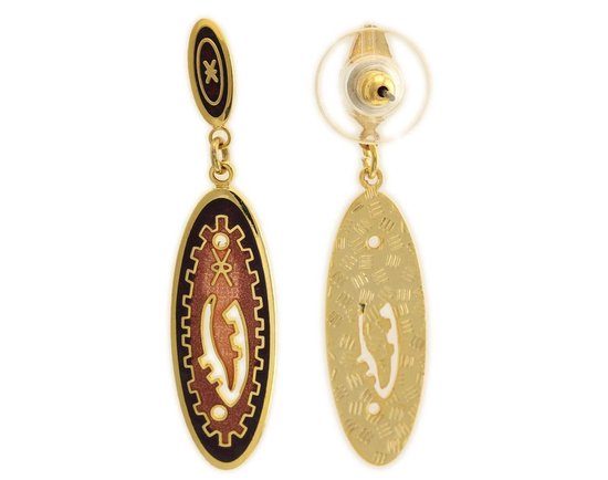 Behave Boucles d'oreilles pendantes femme vintage marron
