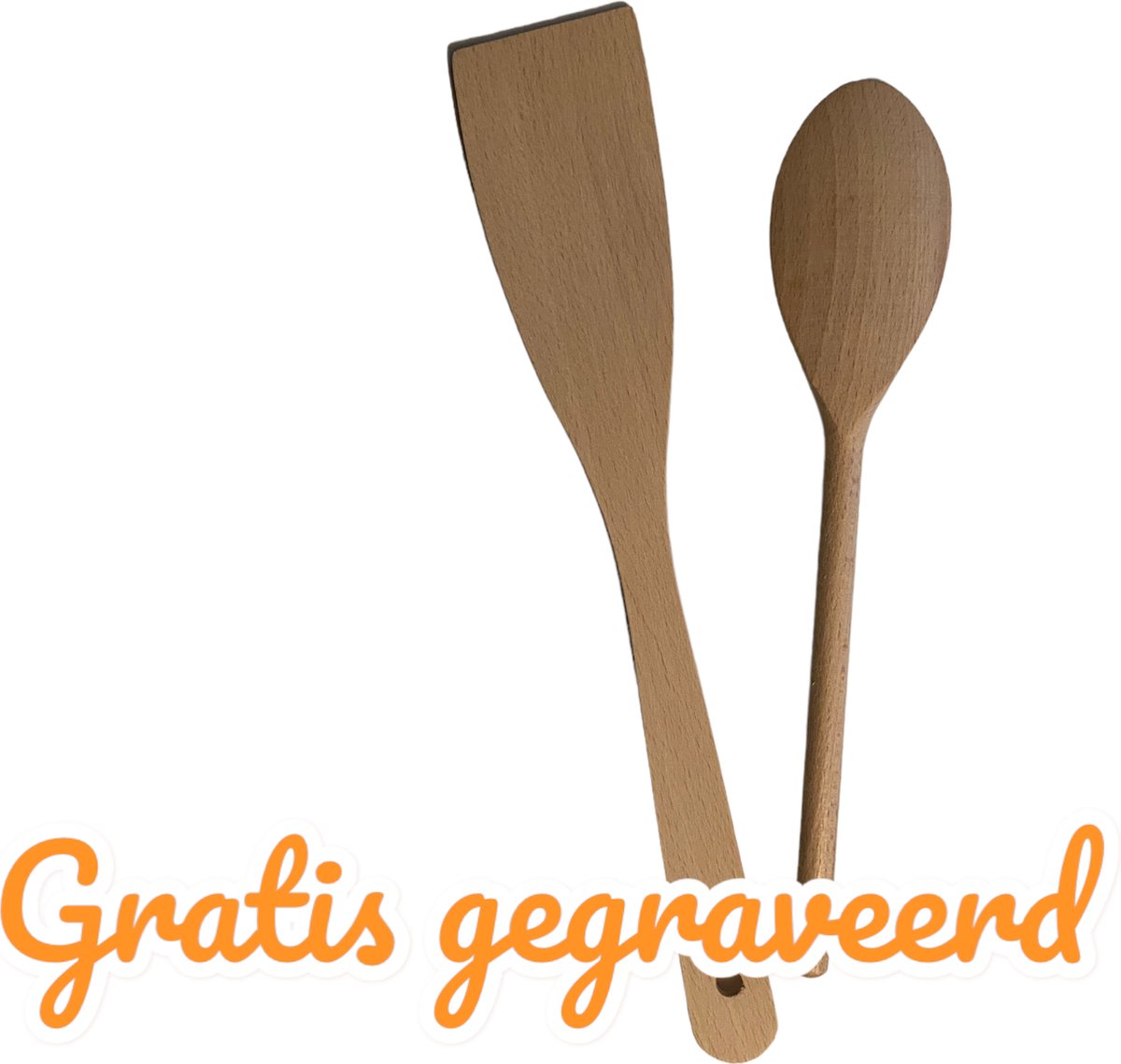 Spatel + Pollepel - GRATIS gegraveerd - leuk kado - met naam - met bedrijfslogo - met eigen tekstje - persoonlijk cadeau